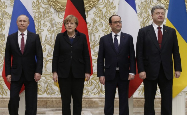 Путин, Меркел, Оланд и Порошенко