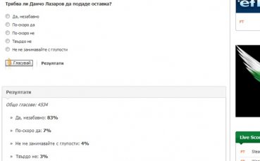 83% от читателите на Gong.bg: Данчо Лазаров незабавно да напусне БФВолейбол