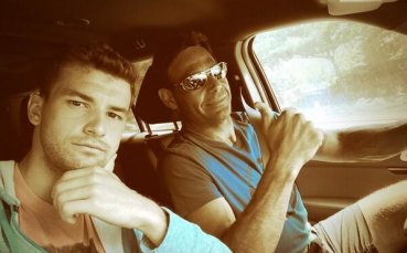 Ким Клийстерс се пошегува с Григор и треньора му