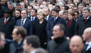 Световните лидери по време на марша в Париж днес