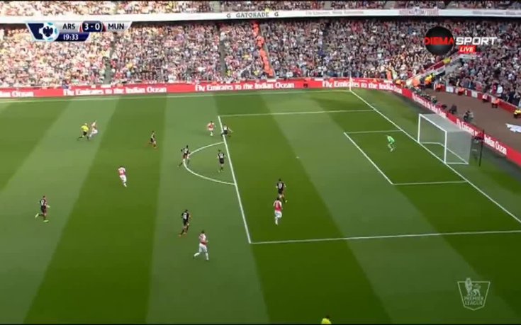 Третият гол за Арсенал срещу Манчестър Юнайтед