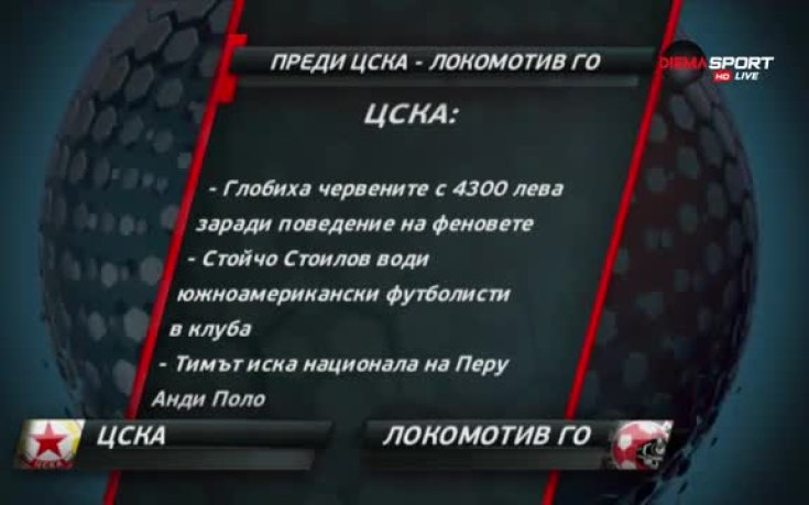 Преди ЦСКА - Локомотив ГО