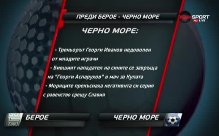 Берое - Черно море в опит за спиране на негативни серии