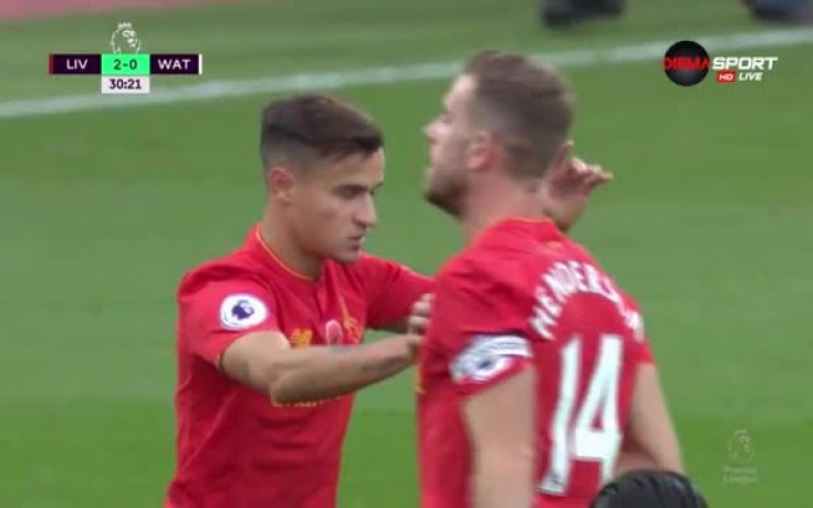 Коутиньо бързо мушна втори гол в мрежата на Уотфорд