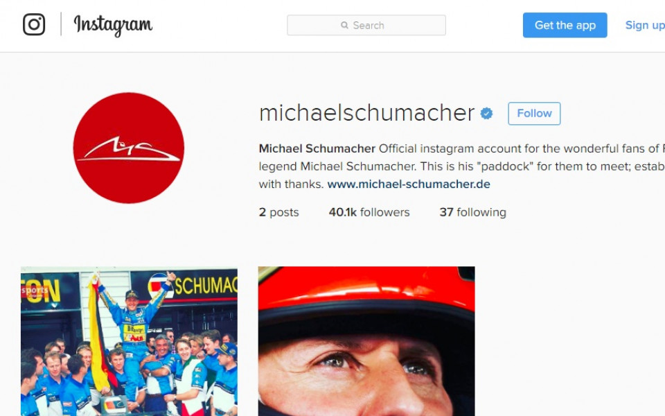 Шумахер с официален профил в социалните мрежи