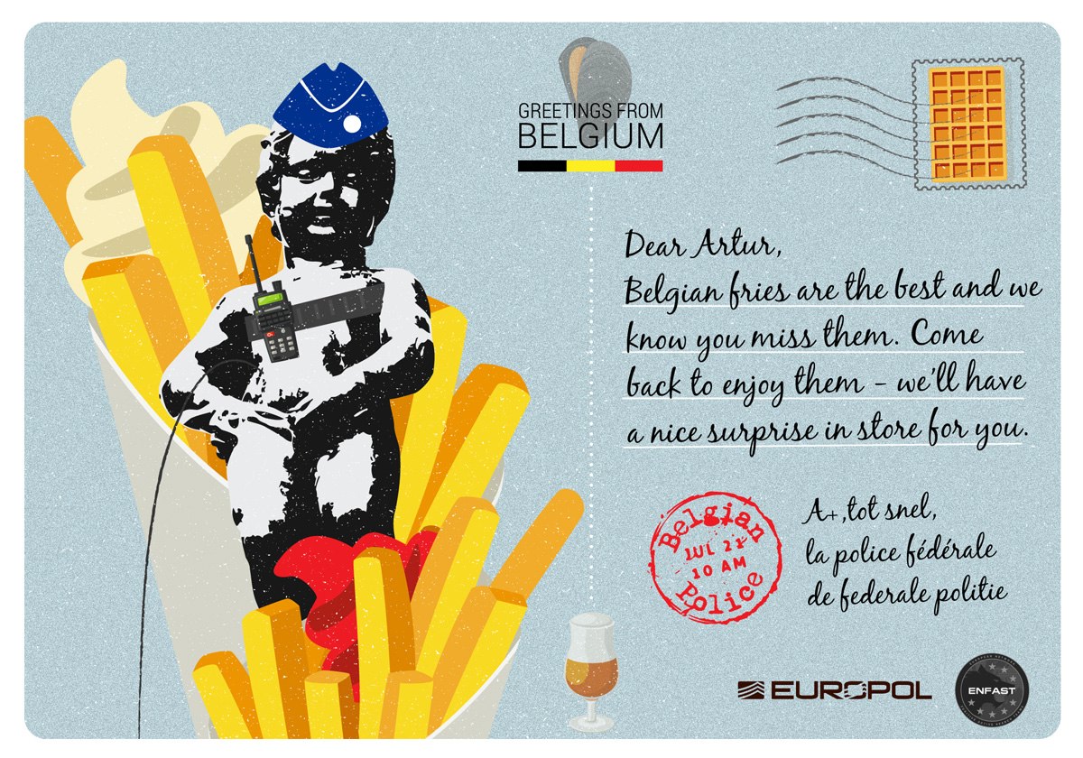 Европол разпрати електронни картички на известни бегълци от закона