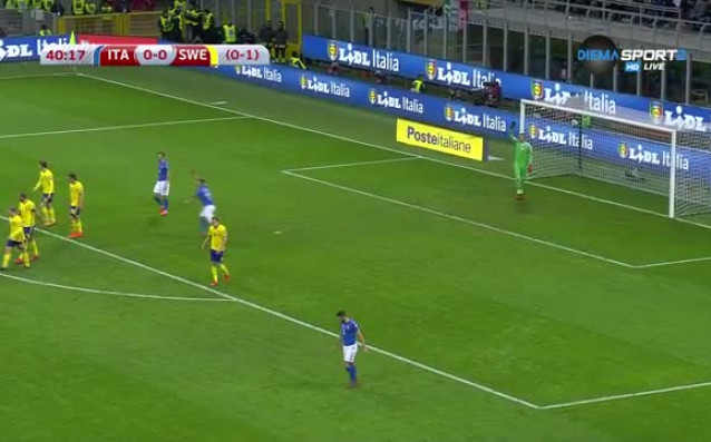 Италия Швеция 0 0 първо полувреме Последно действие за Скуадрата