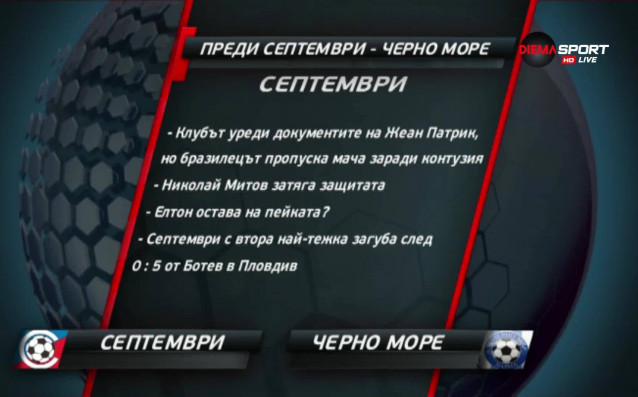 Септември София и Черно море Варна откриват 20 ия кръг