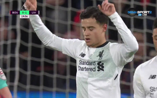Филипе Коутиньо откри резултата в полза на Ливърпул в двубоя