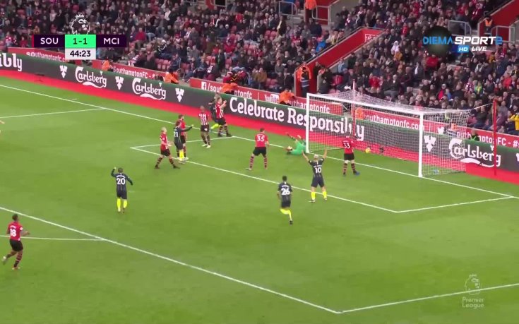 Саутхептън - Манчестър Сити 1:3 /първо полувреме/