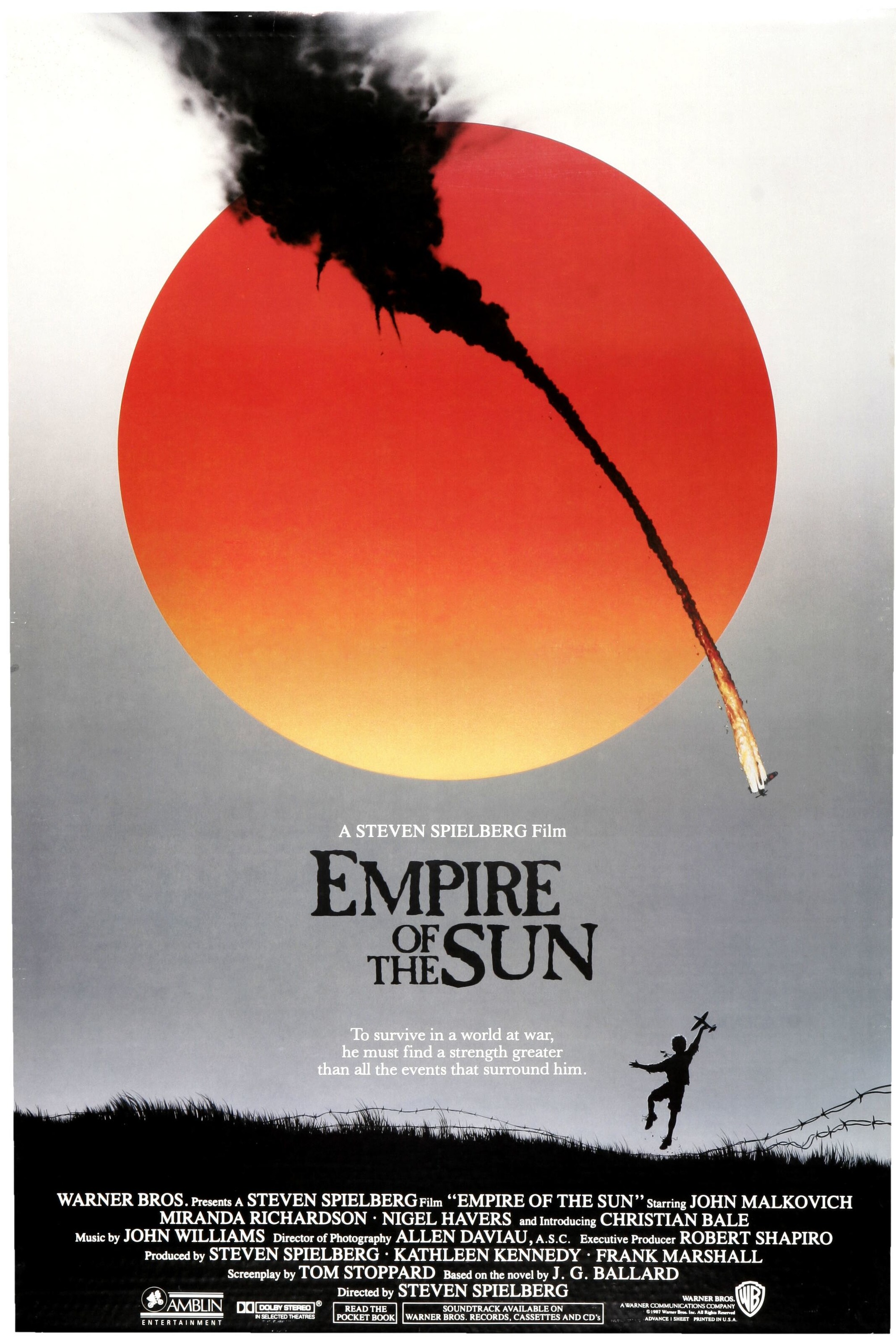 10. Empire of The Sun / „Империя на Слънцето“ (1987) – Режисьор: Стивън Спилбърг; Участват: Крисчън Бейл, Джон Малкович, Джо Пантолиано