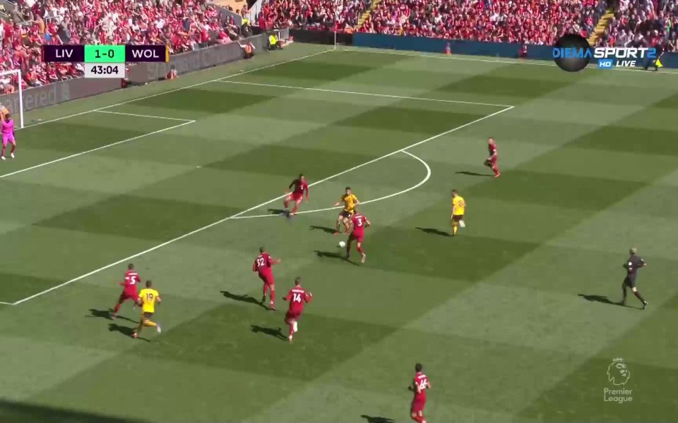 Ливърпул води с 1:0 на Уулвърхемптън след първото полувреме на