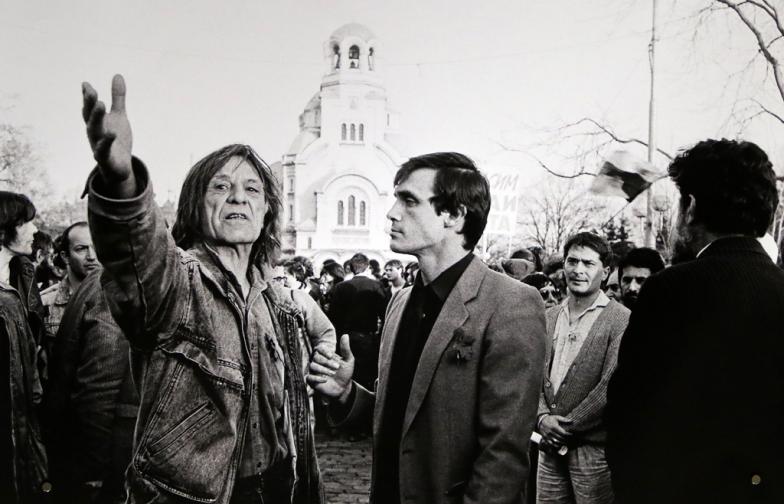  Петър Слабаков и Александър Каракачанов 3.11.1989. Начало на шествието на 