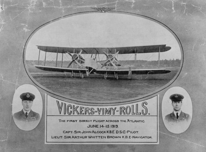  На 14 юни 1919 година британските летци Джон Уилям Елкок и Артър Браун изхвърчат от канадското градче Сент Джон, Ню Фаундленд със аероплан на компанията 