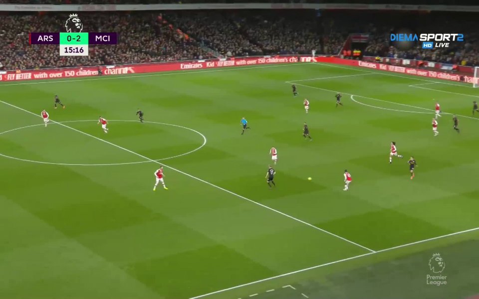 Манчестър Сити поведе с 2:0 при гостуването на Арсенал в