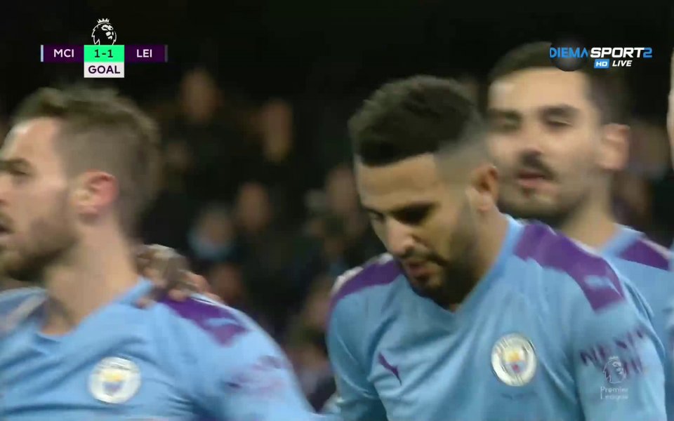 Отборът на Манчестър Сити изравни резултата срещу Лестър Сити в