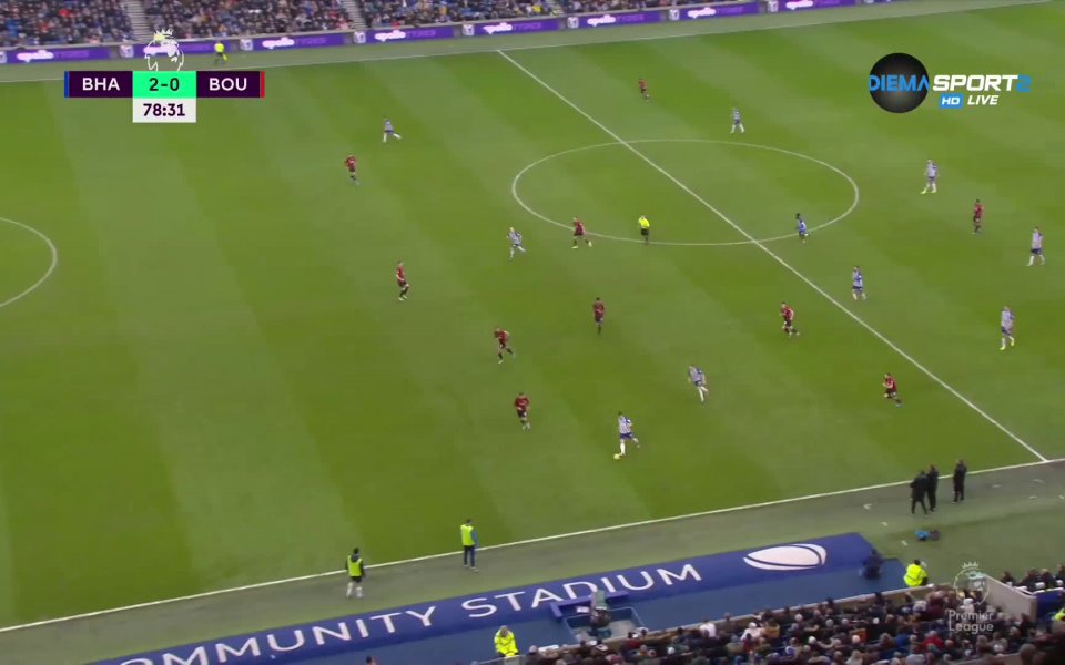 Аарън Мой направи резултата 2:0 в полза на Брайтън срещу