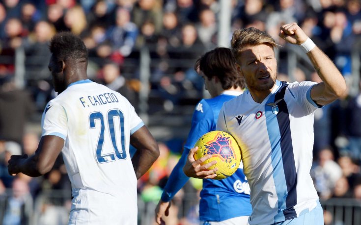 Имобиле спаси победната серия на Лацио в последната минута