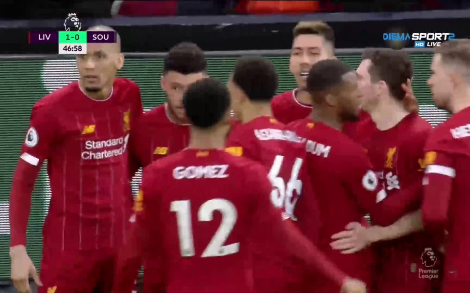 Отборът на Ливърпул поведе на Саутхемптън в двубоя между двата