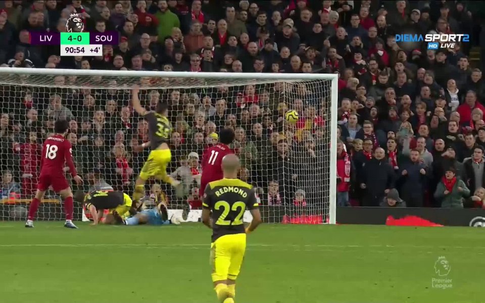 Мохамед Салах вкара втория си гол в мача със Саутхемптън,