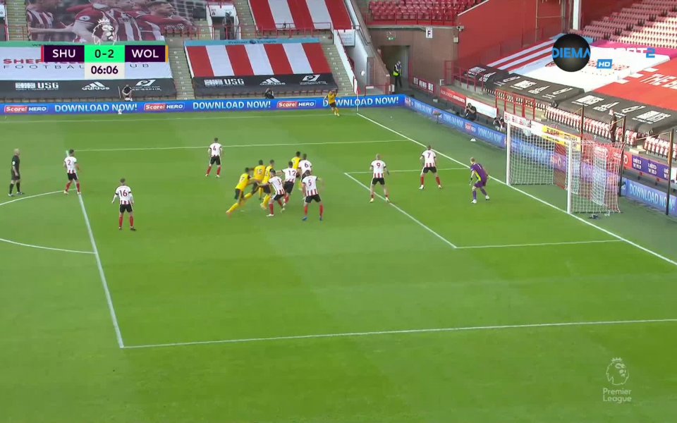 Ромеин Саис отбеляза втора попадение за Уулвс срещу Шефилд Юнайтед