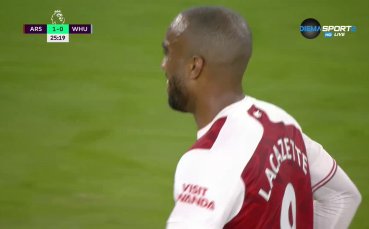 Вижте попадението на Александър Лаказет с което Арсенал поведе с