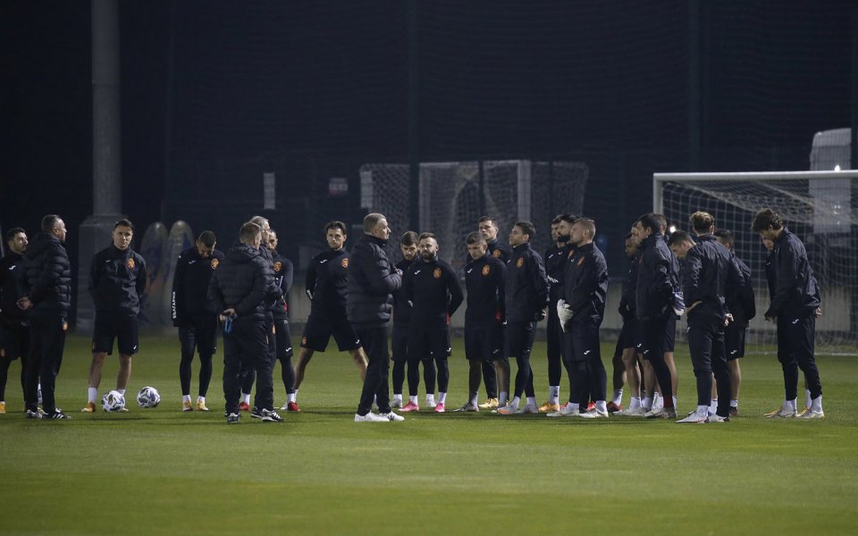 Тренировка на националния отбор по футбол преди контролата с Гибралтар