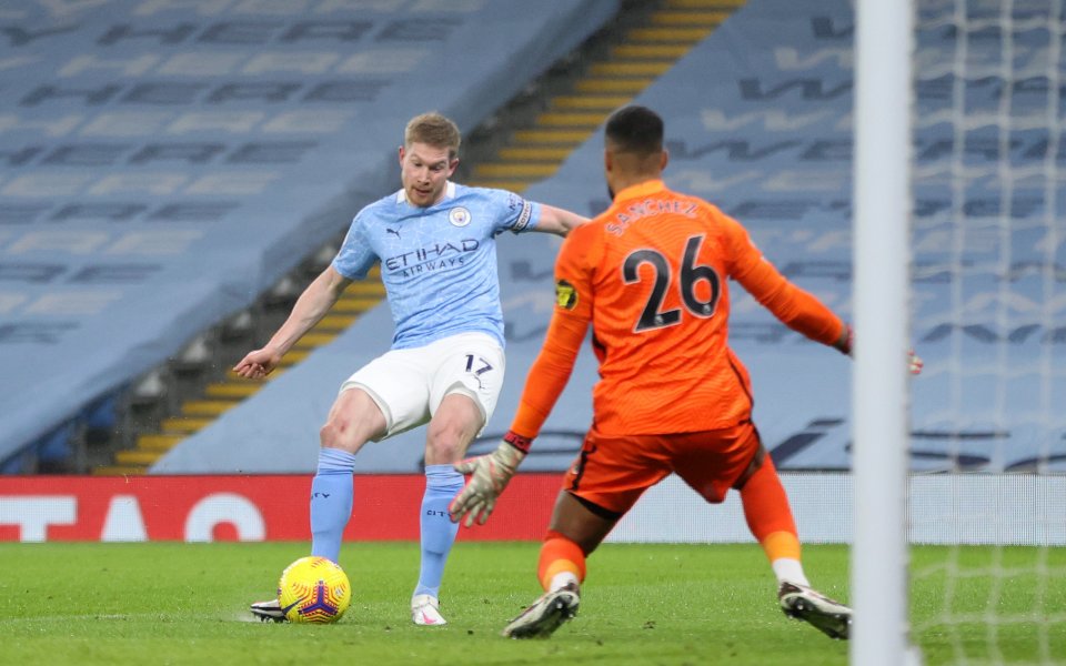 Отборите на Манчестър Сити и Брайтън играят при резултат 1:0