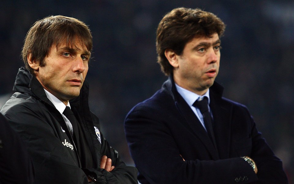 Треньорът на Интер Антонио Конте и президентът на Ювентус Андреа