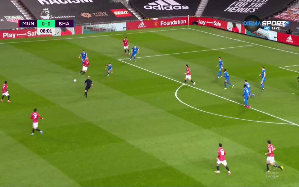 Манчестър Юнайтед - Брайтън 0:1 /първо полувреме/