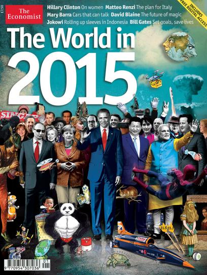 <p><strong>Списание &ldquo;Economist&rdquo; знае как ще изглежда новият световен ред</strong></p>

<p>The Economist, водещо списание, отразяващо международния бизнес и геополитиката, даде много повод за размисъл на заговорниците, когато публикува прогнозите си за 2015 г., разказват от <a href="https://www.vesti.bg/sviat/naj-golemite-konspiracii-za-poslednite-10-godini-6103777" target="_blank">Vesti.bg</a>. Корицата на броя &bdquo;Светът през 2015 г.&ldquo;, в който бяха включени световни лидери и поп звезди, беше изпълнена с криптирани послания. Те включваха две стрели, забодени в земята с цифрите &#39;11.5 &#39;и &#39;11.3&#39; върху тях, &bdquo;Федерален резерв&ldquo;, написан на игра, наречена &bdquo;Паника&ldquo;, облак от ядрени гъби под образа на двуличен свят, човек свири на лула до Владимир Путин и някои други символа.</p>

<p>Като се има предвид, че The Economist е отчасти притежание на Ротшилд, богатото семейство, отдавна свързано с теории за управление от едно световно правителство, някои хора се втурнаха да предполагат, че така владетелите в сянка се опитват да общуват помежду си или да кодират облика на Новия световен ред.</p>