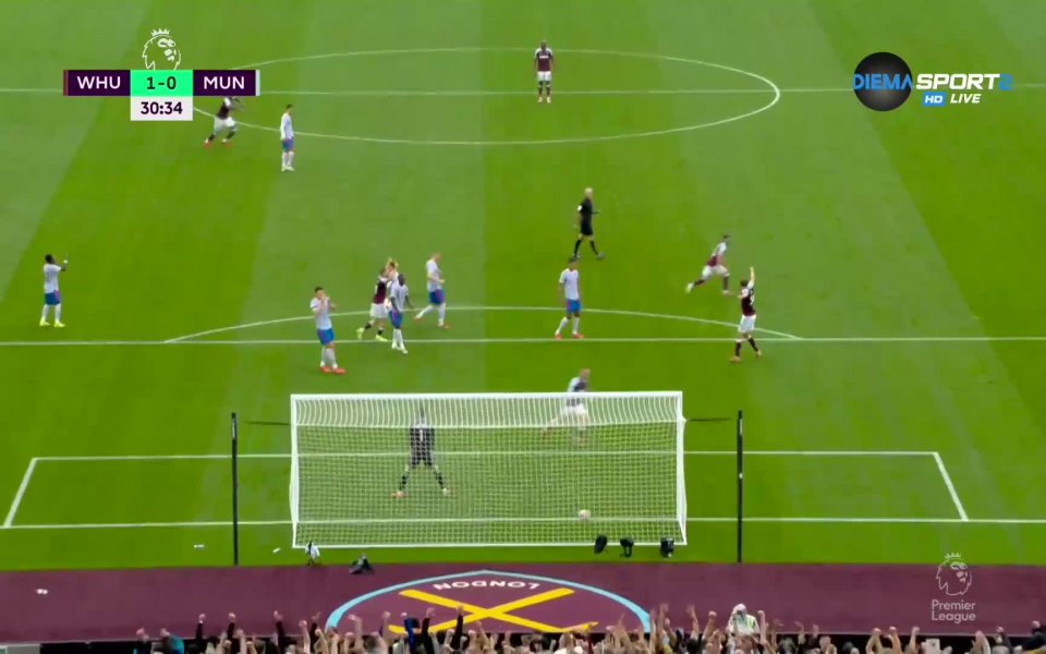 Уест Хем - Ман Юнайтед 1:1 /първо полувреме/