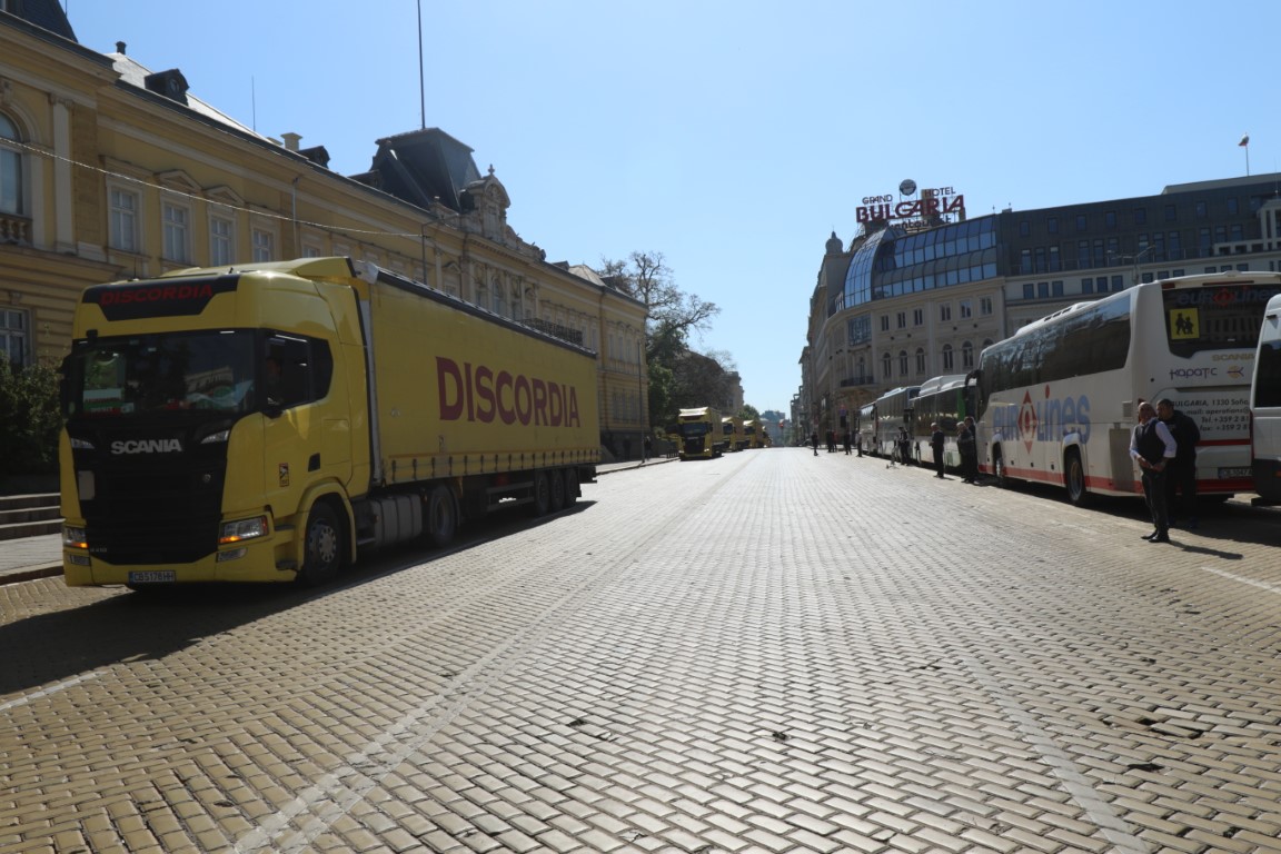 <p>Протест на превозвачите в София</p>