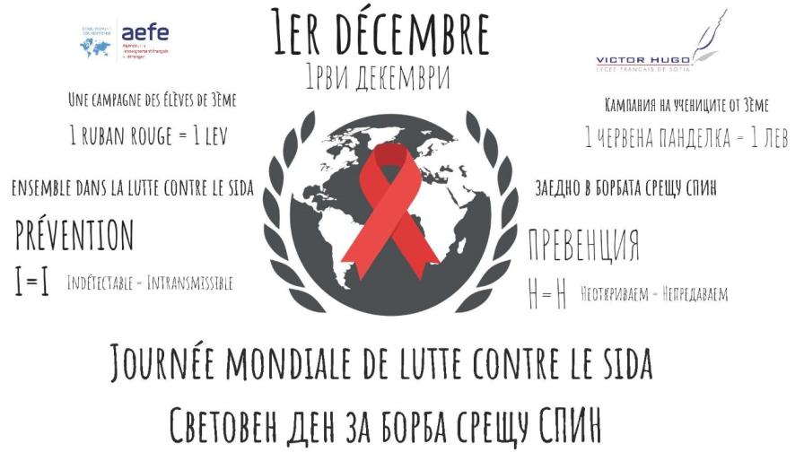 <p>Учениците от Френски лицей &quot;Виктор Юго&quot; отбелязват Световния ден за борба със СПИН</p>