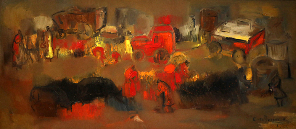 <p>ПАСТОРАЛНО</p>

<p>В реалистичните му творби, наситени също с богат колорит, като основни теми присъстват Старият Пловдив, селският бит.</p>