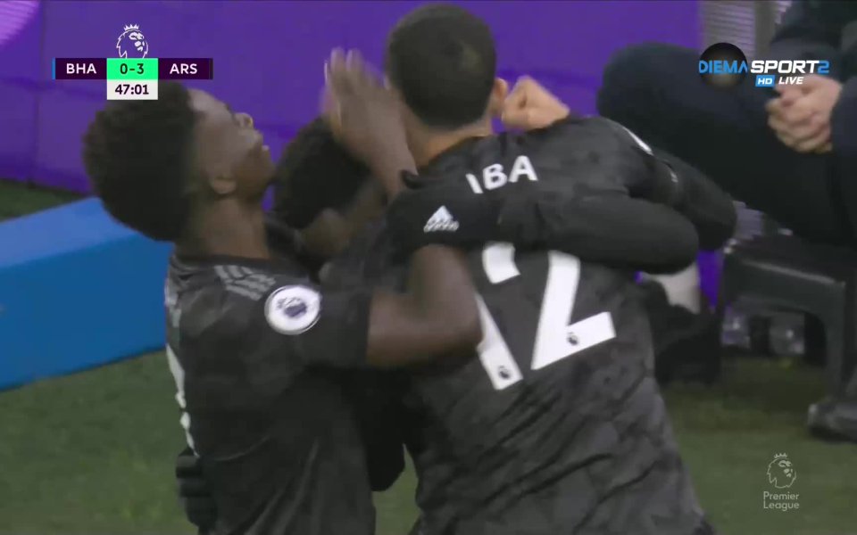 Отборът на Арсенал поведе с 3:0 на Брайтън в мач