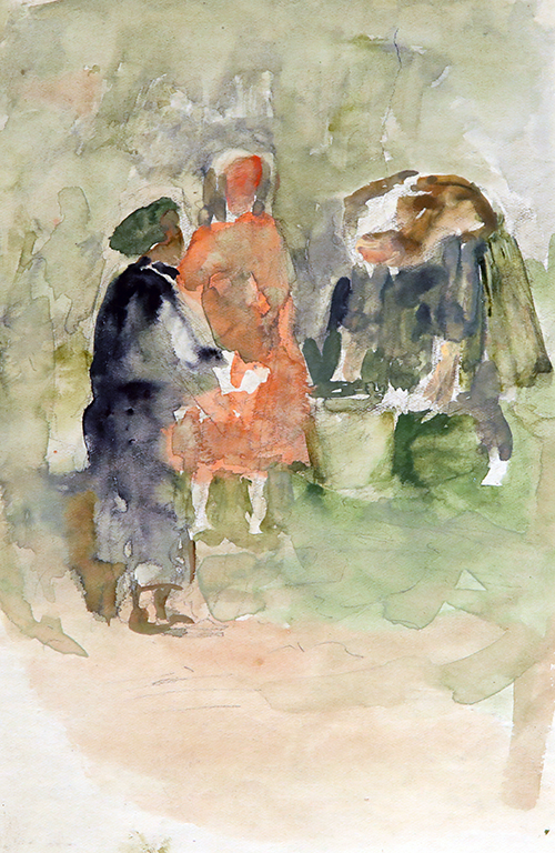 <p>ДАНАИЛ ДЕЧЕВ (1891 - 1962)</p>

<p>Среща, 20-те г. на ХХ в., акварел, хартия</p>