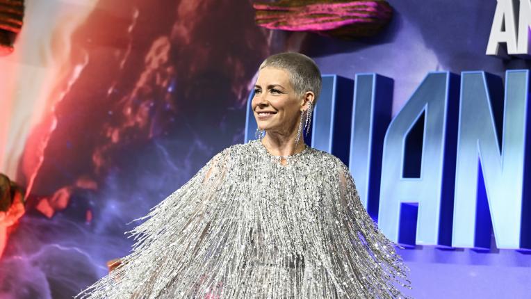  Еванджелин лили на лондонската премиера на „ Ант-Мен и Осата: Квантомания “ 