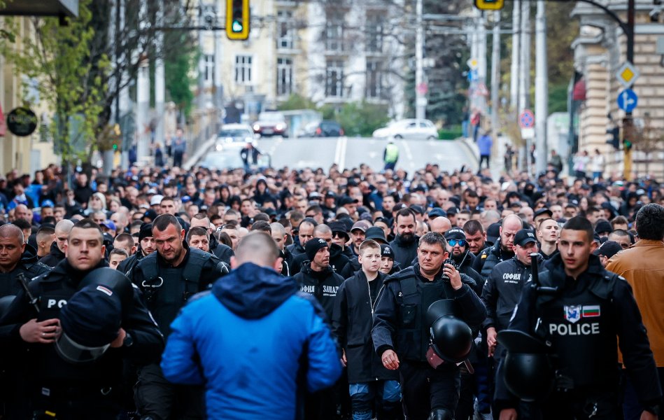 Шествие на феновете на Левски преди дербито с ЦСКА1