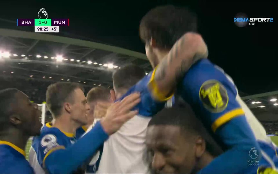 Отборът на Брайтън победи Манчестър Юнайтед на своя Амекс с