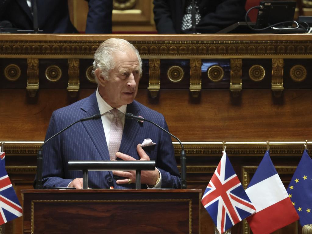 Британският крал Чарлз Трети произнесе днес на безупречен френски реч