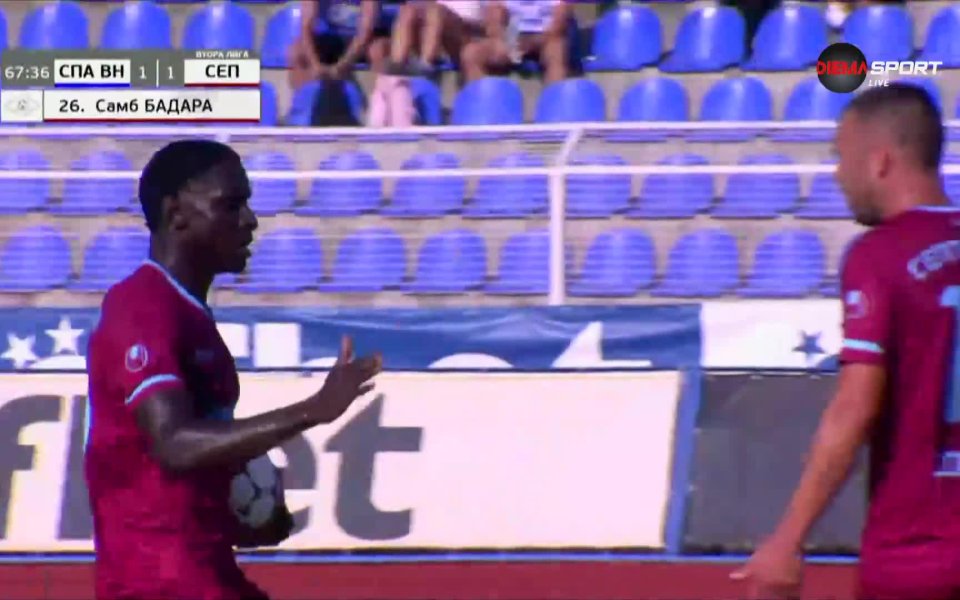 В 67-ата минута Септември най-сетне съумя да изравни на Спартак