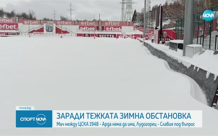 Заради тежката зимна обстановка отлагат мачове от еfbet Лига