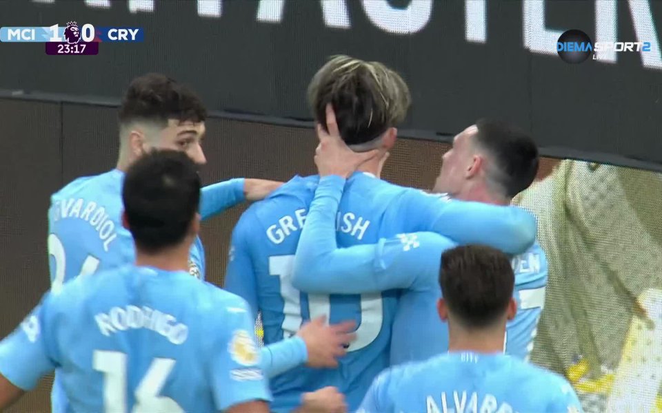 Манчестър Сити откри резултата срещу Кристъл Палас в 24-ата минута.