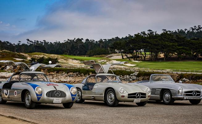  Състезателният Mercedes-Benz 300 SL (W 194),състезателният състезателен първообраз Mercedes-Benz 300 SL Hobel (W 194 II) и Mercedes-Benz 300 SL Roadster (W 198) 