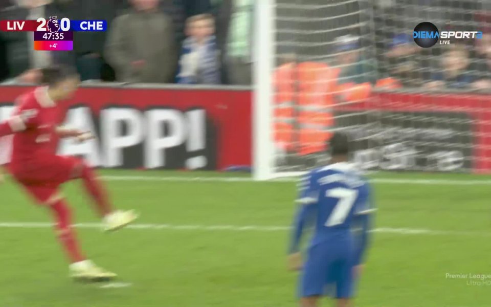 В самия край на първото полувреме Ливърпул пропусна да вкара