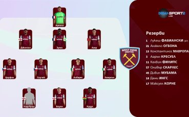 Манчестър Юнайтед - Уест Хем /състави/