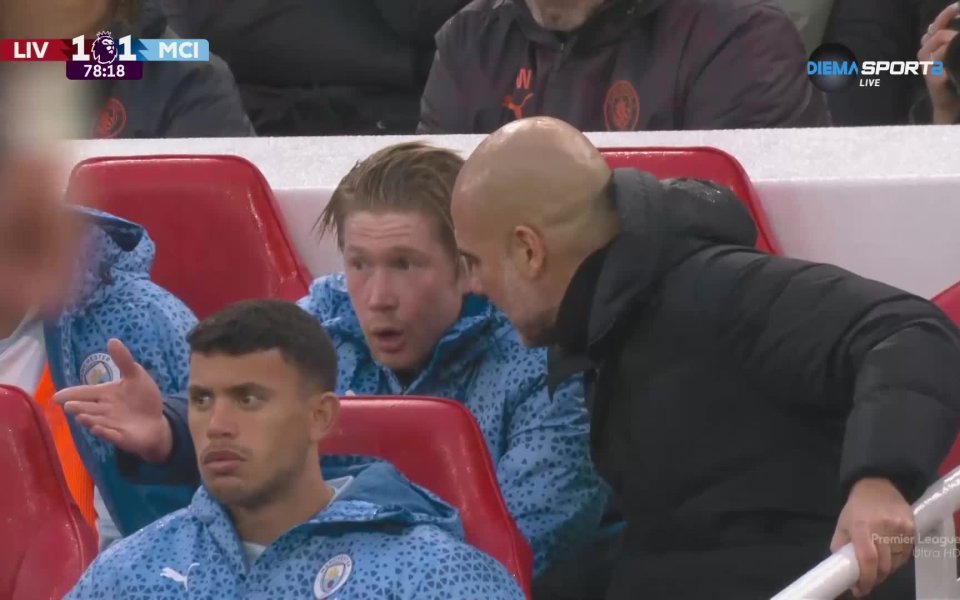 В 69-а минута на двубоя между Ливърпул и Манчестър Сити