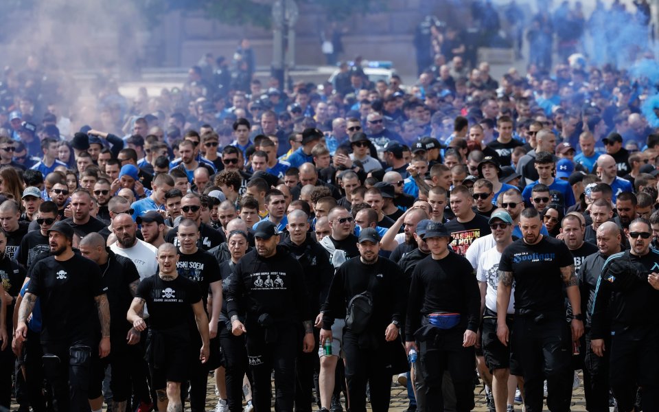 Шествие на феновете на Левски преди дербито с ЦСКА, 27.04.2024 г.
