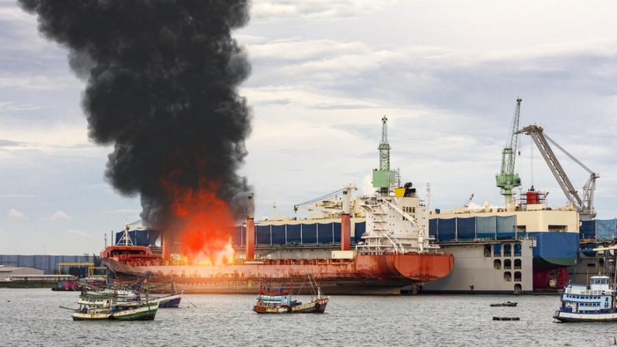 Пожар избухна в руското пристанище Кавказ след удар с дрон